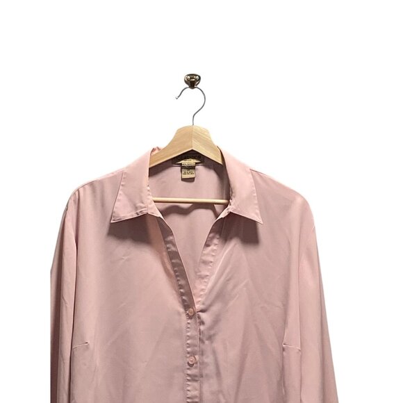 Notations Vintage Button Down Blouse Pink Size 2X Y2K Coastal Flowy Minimalist - Picture 4 of 11